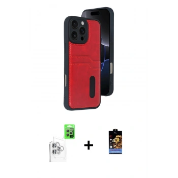 MARSİLYAN™- iPhone 16 Pro Kılıf Yörünge Işık Serisi - Siyah Buffer Hayalet Cam Ekran Koruyucu + Raze Metal Kamera Lens - BZ