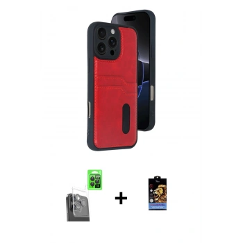 MARSİLYAN™- iPhone 16 Pro Kılıf Yörünge Işık Serisi - Siyah Buffer Hayalet Cam Ekran Koruyucu + Raze Metal Kamera Lens - SH