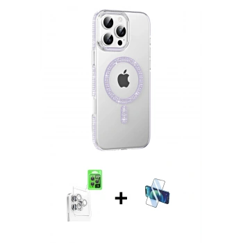 MARSİLYAN™- iPhone 16 Pro Kılıf Yörünge Koleksiyonu - Siyah 3D Antistatik Seramik Nano Ekran Koruyucu + Raze Metal Kamera Lens - BZ