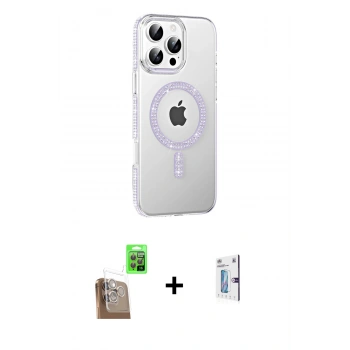 MARSİLYAN™- iPhone 16 Pro Kılıf Yörünge Koleksiyonu - Siyah Bilvis 0.18mm Plus Cam Ekran Koruyucu + Raze Metal Kamera Lens - CLTM