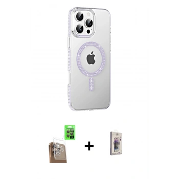 MARSİLYAN™- iPhone 16 Pro Kılıf Yörünge Koleksiyonu - Siyah Bilvis 3D Cam Ekran Koruyucu + Raze Metal Kamera Lens - CLTM