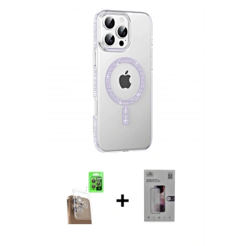 MARSİLYAN™- iPhone 16 Pro Kılıf Yörünge Koleksiyonu - Siyah Bilvis 3D Mat Cam Ekran Koruyucu + Raze Metal Kamera Lens - CLTM