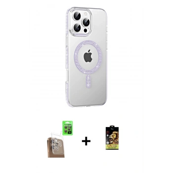 MARSİLYAN™- iPhone 16 Pro Kılıf Yörünge Koleksiyonu - Siyah Buffer Cam Ekran Koruyucu + Raze Metal Kamera Lens - CLTM