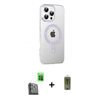 MARSİLYAN™- iPhone 16 Pro Kılıf Yörünge Koleksiyonu - Siyah Joko Magic 5D Hayalet Cam + Raze Metal Kamera Lens - SH