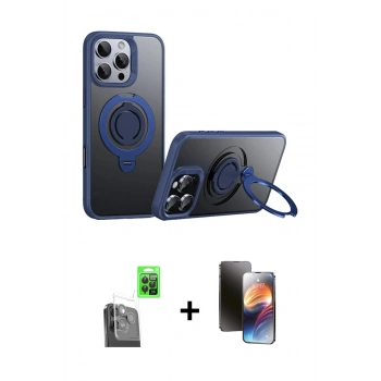 MARSİLYAN™- iPhone 16 Pro Kılıf Zirve Çizgi Prime - Siyah 3D Antistatik Mat Seramik Nano Ekran Koruyucu + Raze Metal Kamera Lens - SH