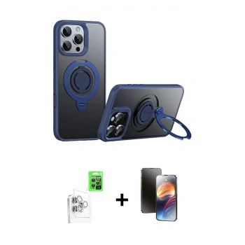 MARSİLYAN™- iPhone 16 Pro Kılıf Zirve Çizgi Prime - Siyah 3D Antistatik Mat Seramik Nano Ekran Koruyucu + Raze Metal Kamera Lens - BZ