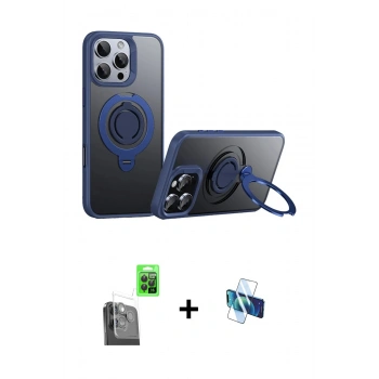 MARSİLYAN™- iPhone 16 Pro Kılıf Zirve Çizgi Prime - Siyah 3D Antistatik Seramik Nano Ekran Koruyucu + Raze Metal Kamera Lens - SH