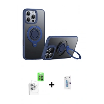 MARSİLYAN™- iPhone 16 Pro Kılıf Zirve Çizgi Prime - Siyah Bilvis 0.18mm Plus Cam Ekran Koruyucu + Raze Metal Kamera Lens - BZ