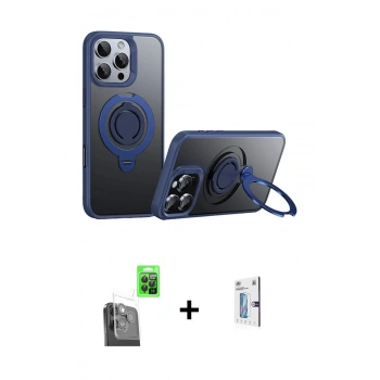 MARSİLYAN™- iPhone 16 Pro Kılıf Zirve Çizgi Prime - Siyah Bilvis 0.18mm Plus Cam Ekran Koruyucu + Raze Metal Kamera Lens - SH