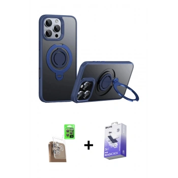 MARSİLYAN™- iPhone 16 Pro Kılıf Zirve Çizgi Prime - Siyah Bilvis 5in1 5D Magic Hayalet Cam Ekran Koruyucu + Raze Metal Kamera Lens - CLTM