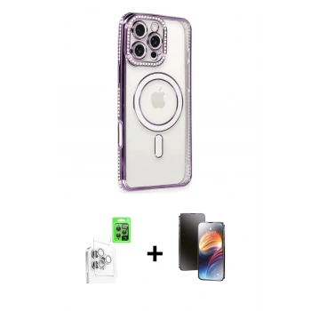 MARSİLYAN™- iPhone 16 Pro Kılıf Zirve Doku Prime - Siyah 3D Antistatik Mat Seramik Nano Ekran Koruyucu + Raze Metal Kamera Lens - BZ