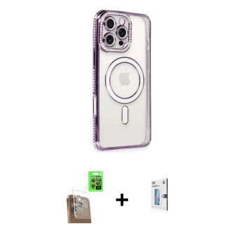 MARSİLYAN™- iPhone 16 Pro Kılıf Zirve Doku Prime - Siyah Bilvis 0.18mm Plus Cam Ekran Koruyucu + Raze Metal Kamera Lens - CLTM