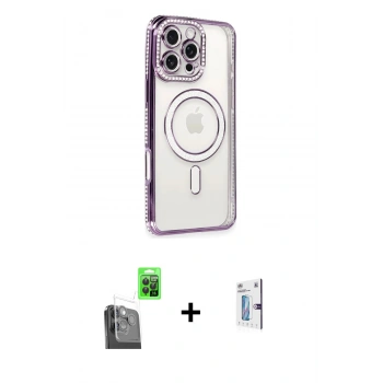 MARSİLYAN™- iPhone 16 Pro Kılıf Zirve Doku Prime - Siyah Bilvis 0.18mm Plus Cam Ekran Koruyucu + Raze Metal Kamera Lens - SH