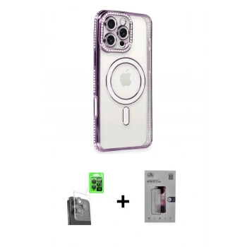 MARSİLYAN™- iPhone 16 Pro Kılıf Zirve Doku Prime - Siyah Bilvis 3D Mat Cam Ekran Koruyucu + Raze Metal Kamera Lens - SH