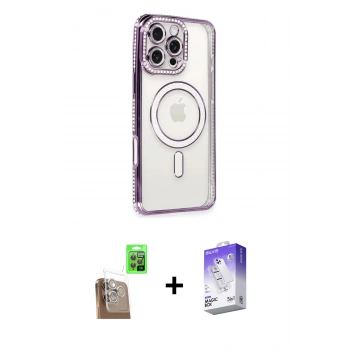 MARSİLYAN™- iPhone 16 Pro Kılıf Zirve Doku Prime - Siyah Bilvis 5in1 3D Magic Cam Ekran Koruyucu + Raze Metal Kamera Lens - CLTM