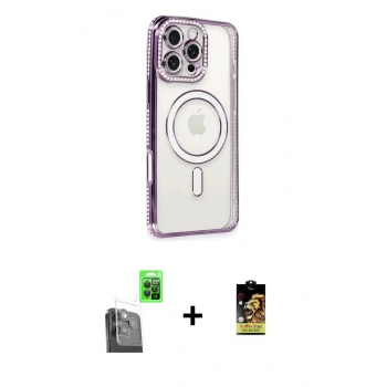 MARSİLYAN™- iPhone 16 Pro Kılıf Zirve Doku Prime - Siyah Buffer Cam Ekran Koruyucu + Raze Metal Kamera Lens - SH
