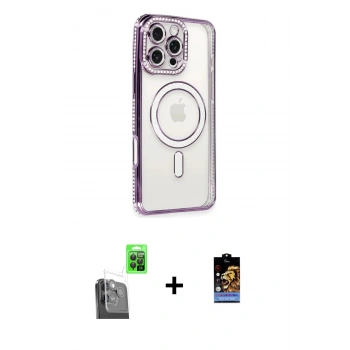 MARSİLYAN™- iPhone 16 Pro Kılıf Zirve Doku Prime - Siyah Buffer Hayalet Cam Ekran Koruyucu + Raze Metal Kamera Lens - SH