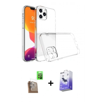 MARSİLYAN™- iPhone 16 Pro Kılıf Zirve Doku - Siyah Bilvis 5in1 5D Magic Hayalet Cam Ekran Koruyucu + Raze Metal Kamera Lens - CLTM
