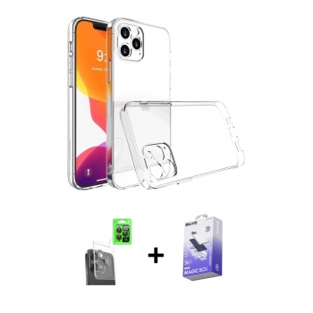 MARSİLYAN™- iPhone 16 Pro Kılıf Zirve Doku - Siyah Bilvis 5in1 5D Magic Hayalet Cam Ekran Koruyucu + Raze Metal Kamera Lens - SH