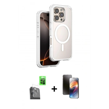 MARSİLYAN™- iPhone 16 Pro Kılıf Zirve Klasik Prime - Siyah 3D Antistatik Mat Seramik Nano Ekran Koruyucu + Raze Metal Kamera Lens - SH