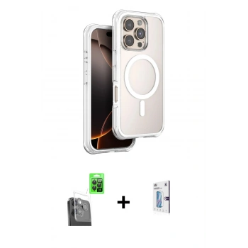 MARSİLYAN™- iPhone 16 Pro Kılıf Zirve Klasik Prime - Siyah Bilvis 0.18mm Plus Cam Ekran Koruyucu + Raze Metal Kamera Lens - SH
