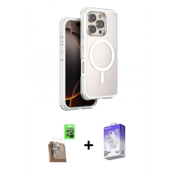 MARSİLYAN™- iPhone 16 Pro Kılıf Zirve Klasik Prime - Siyah Bilvis 5in1 3D Magic Cam Ekran Koruyucu + Raze Metal Kamera Lens - CLTM