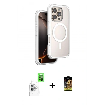 MARSİLYAN™- iPhone 16 Pro Kılıf Zirve Klasik Prime - Siyah Buffer Cam Ekran Koruyucu + Raze Metal Kamera Lens - BZ