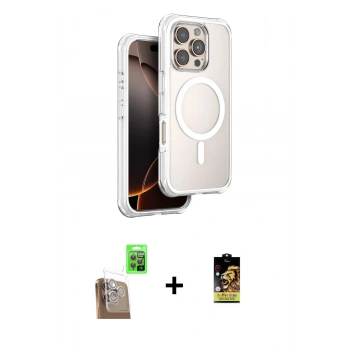 MARSİLYAN™- iPhone 16 Pro Kılıf Zirve Klasik Prime - Siyah Buffer Cam Ekran Koruyucu + Raze Metal Kamera Lens - CLTM