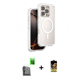 MARSİLYAN™- iPhone 16 Pro Kılıf Zirve Klasik Prime - Siyah Buffer Cam Ekran Koruyucu + Raze Metal Kamera Lens - SH