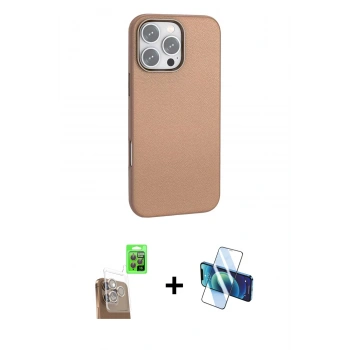 MARSİLYAN™- iPhone 16 Pro Kılıf Zirve Modern Prime - Siyah 3D Antistatik Cam Ekran Koruyucu + Raze Metal Kamera Lens - CLTM