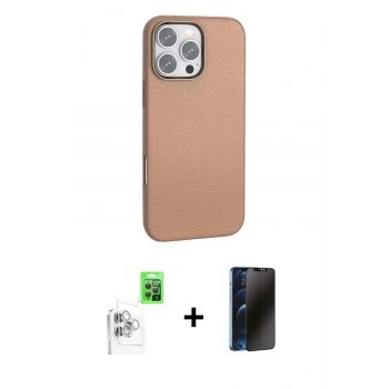 MARSİLYAN™- iPhone 16 Pro Kılıf Zirve Modern Prime - Siyah 3D Antistatik Hayalet Cam Ekran Koruyucu + Raze Metal Kamera Lens - BZ
