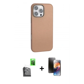 MARSİLYAN™- iPhone 16 Pro Kılıf Zirve Modern Prime - Siyah 3D Antistatik Mat Seramik Nano Ekran Koruyucu + Raze Metal Kamera Lens - SH