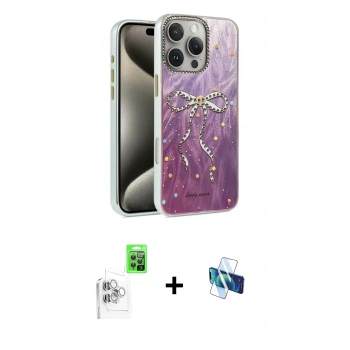 MARSİLYAN™- iPhone 16 Pro Kılıf Zirve Modern Prime - Siyah 3D Antistatik Seramik Nano Ekran Koruyucu + Raze Metal Kamera Lens - BZ
