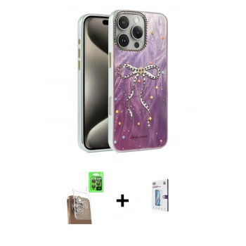 MARSİLYAN™- iPhone 16 Pro Kılıf Zirve Modern Prime - Siyah Bilvis 0.18mm Plus Cam Ekran Koruyucu + Raze Metal Kamera Lens - CLTM