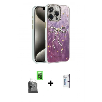 MARSİLYAN™- iPhone 16 Pro Kılıf Zirve Modern Prime - Siyah Bilvis 0.18mm Plus Cam Ekran Koruyucu + Raze Metal Kamera Lens - SH