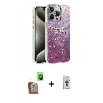 MARSİLYAN™- iPhone 16 Pro Kılıf Zirve Modern Prime - Siyah Bilvis 3D Cam Ekran Koruyucu + Raze Metal Kamera Lens - CLTM