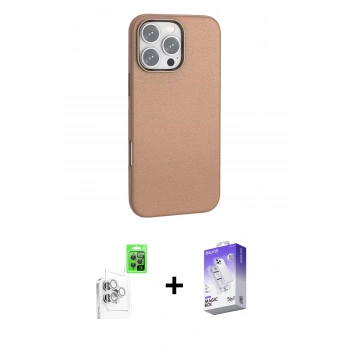 MARSİLYAN™- iPhone 16 Pro Kılıf Zirve Modern Prime - Siyah Bilvis 5in1 3D Magic Cam Ekran Koruyucu + Raze Metal Kamera Lens - BZ