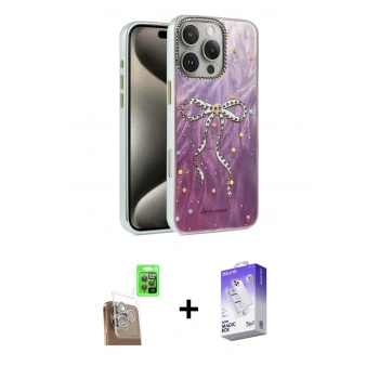 MARSİLYAN™- iPhone 16 Pro Kılıf Zirve Modern Prime - Siyah Bilvis 5in1 3D Magic Cam Ekran Koruyucu + Raze Metal Kamera Lens - CLTM