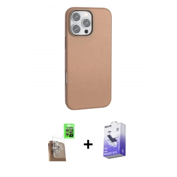 MARSİLYAN™- iPhone 16 Pro Kılıf Zirve Modern Prime - Siyah Bilvis 5in1 5D Magic Hayalet Cam Ekran Koruyucu + Raze Metal Kamera Lens - CLTM