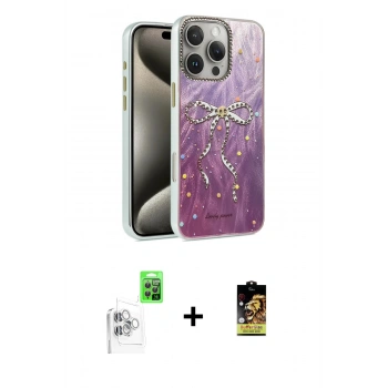 MARSİLYAN™- iPhone 16 Pro Kılıf Zirve Modern Prime - Siyah Buffer Cam Ekran Koruyucu + Raze Metal Kamera Lens - BZ