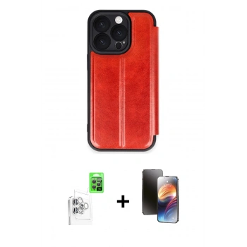 MARSİLYAN™- iPhone 16 Pro Kılıf Zirve Yansıma Serisi - Siyah 3D Antistatik Mat Seramik Nano Ekran Koruyucu + Raze Metal Kamera Lens - BZ