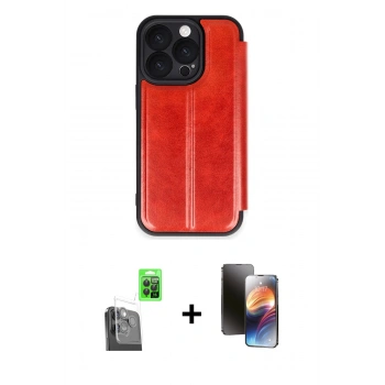 MARSİLYAN™- iPhone 16 Pro Kılıf Zirve Yansıma Serisi - Siyah 3D Antistatik Mat Seramik Nano Ekran Koruyucu + Raze Metal Kamera Lens - SH