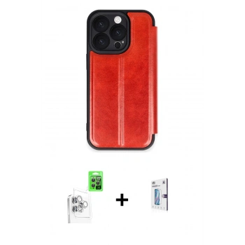 MARSİLYAN™- iPhone 16 Pro Kılıf Zirve Yansıma Serisi - Siyah Bilvis 0.18mm Plus Cam Ekran Koruyucu + Raze Metal Kamera Lens - BZ