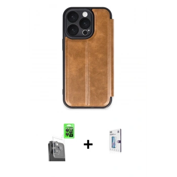 MARSİLYAN™- iPhone 16 Pro Kılıf Zirve Yansıma Serisi - Siyah Bilvis 0.18mm Plus Cam Ekran Koruyucu + Raze Metal Kamera Lens - SH