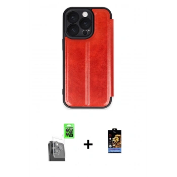MARSİLYAN™- iPhone 16 Pro Kılıf Zirve Yansıma Serisi - Siyah Buffer Hayalet Cam Ekran Koruyucu + Raze Metal Kamera Lens - SH