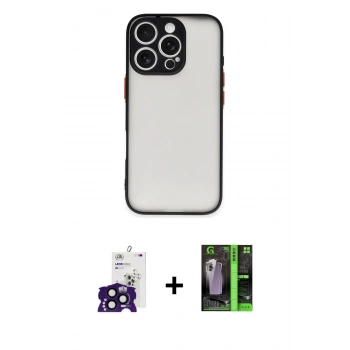 MARSİLYAN™- iPhone 16 Pro Max Kılıf Ahenk Çizgi Serisi - Şeffaf 360 Full Body Arka Koruyucu + Bilvis Titan Kamera Lens - SH