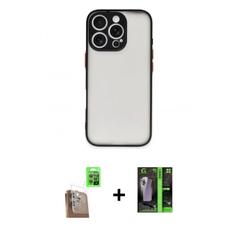 MARSİLYAN™- iPhone 16 Pro Max Kılıf Ahenk Çizgi Serisi - Şeffaf 360 Full Body Arka Koruyucu + Raze Metal Kamera Lens - CLTM