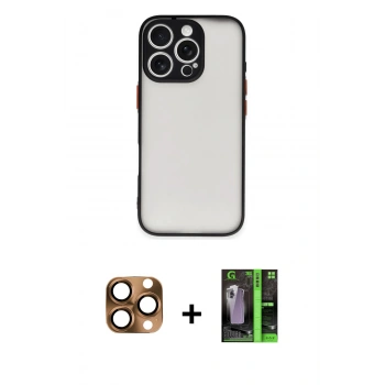 MARSİLYAN™- iPhone 16 Pro Max Kılıf Ahenk Çizgi Serisi - Şeffaf 360 Full Body Arka Koruyucu + Pers Alüminyum Kamera Lens - CLTM