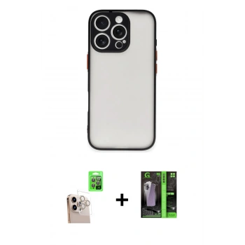 MARSİLYAN™- iPhone 16 Pro Max Kılıf Ahenk Çizgi Serisi - Şeffaf 360 Full Body Arka Koruyucu + Raze Metal Kamera Lens - NLGY