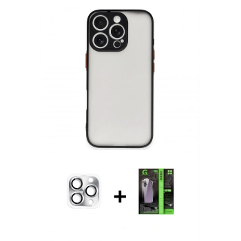 MARSİLYAN™- iPhone 16 Pro Max Kılıf Ahenk Çizgi Serisi - Şeffaf 360 Full Body Arka Koruyucu + Pers Alüminyum Kamera Lens - GS